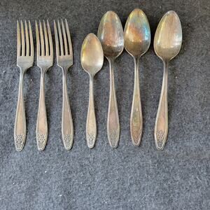7 International Silver PRINCESS LADY DORIS Spoons & Forks Silverplate 1929